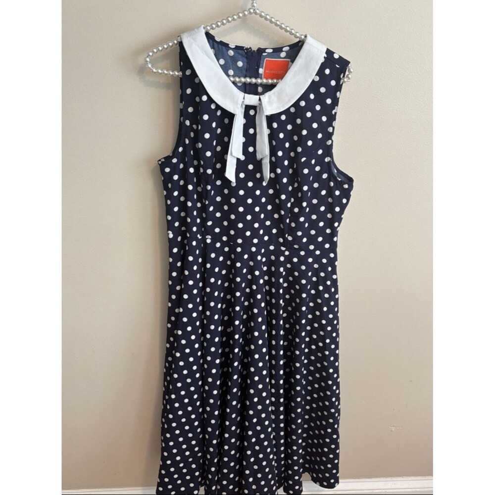 Modcloth Navy and White Polka Dot Dress size xl